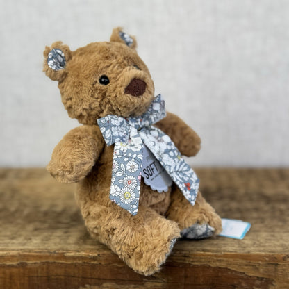 Custom/Bespoke Tiny Bartholemew Bear - Ditsy Grey Floral Made With Liberty