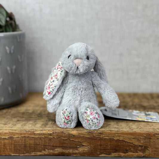 Jellycat Tiny Bashful Silver Blossom - Baby Bunny Miniature Rabbit Grey 5"