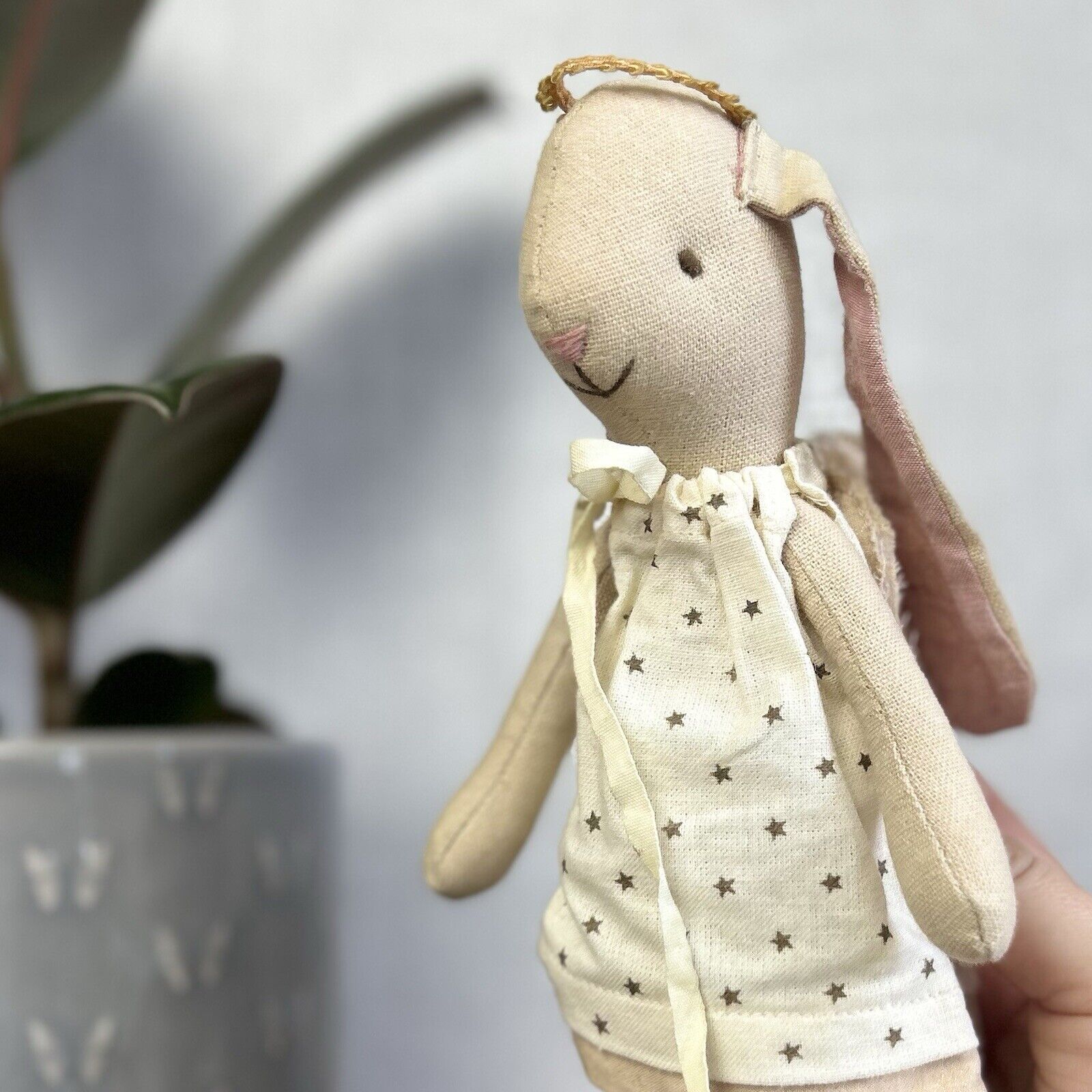 Maileg Mini Bunny Angel Gabriella 2016 - Beige Bunny White Angel Hard To Find