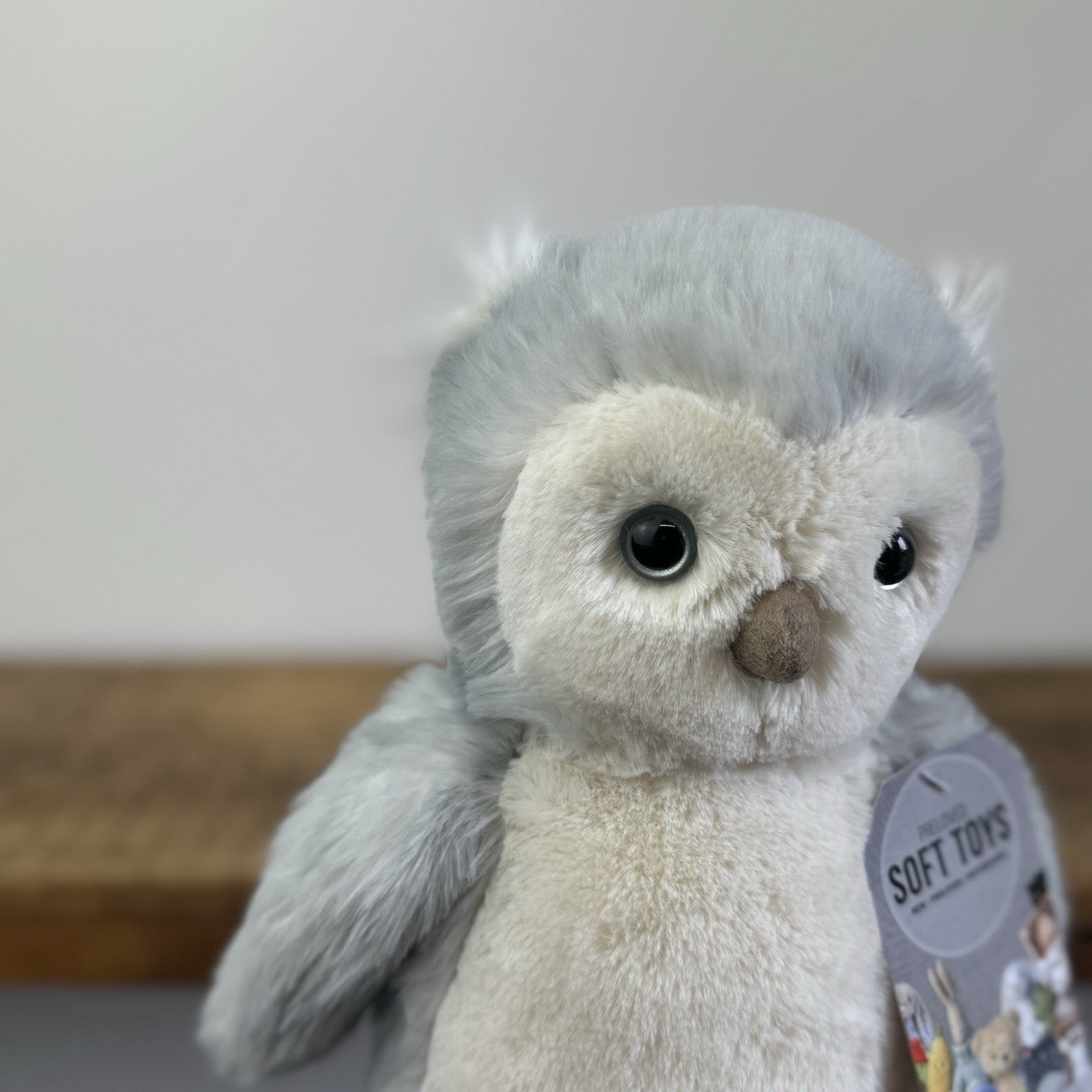 Jellycat Bashful Owl Chick - Birch Grey Colouring Owl Soft Toy Medium 9" (#2)