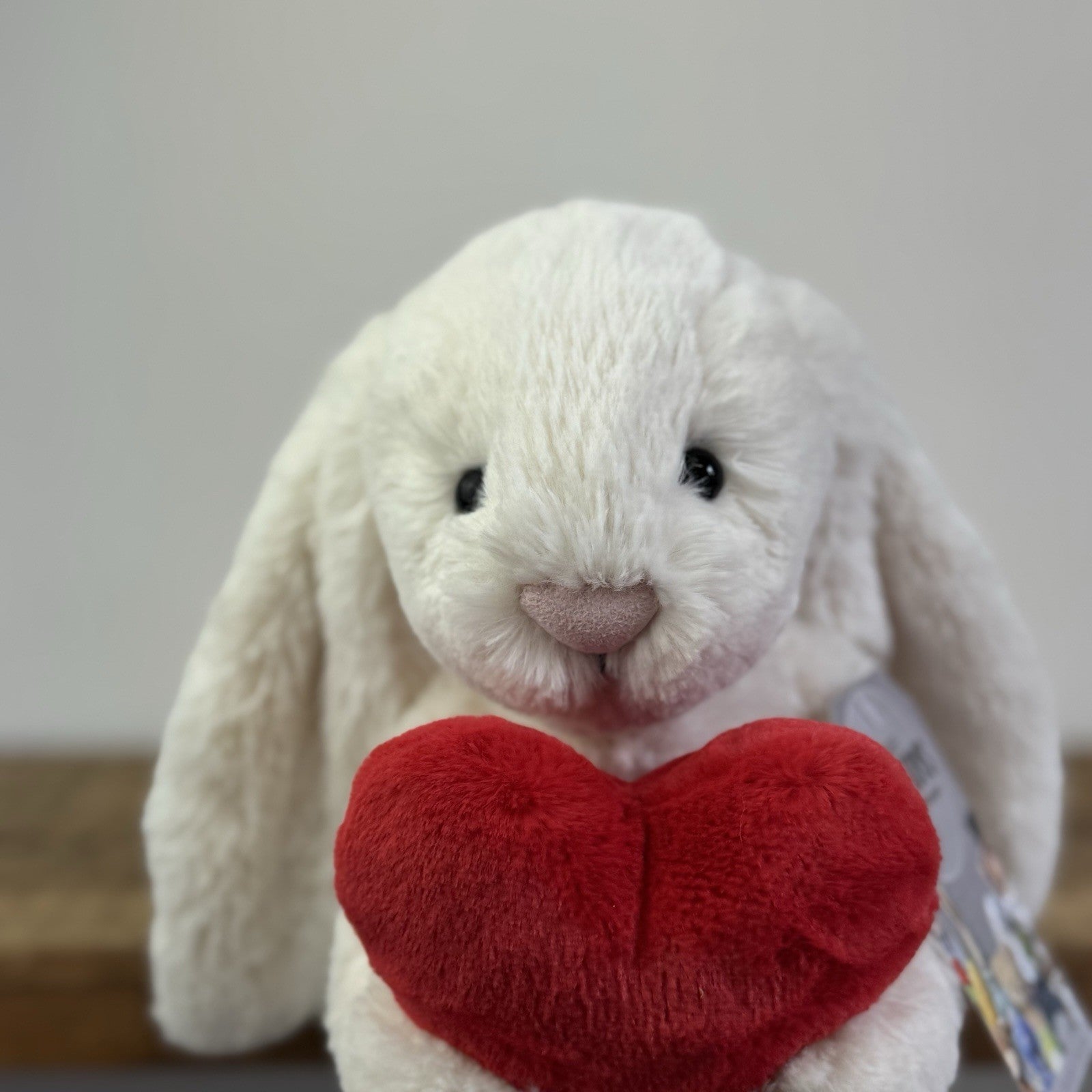 Jellycat Bashful Red Love Heart Bunny Bashful Cream Bunny With Heart Medium 12”