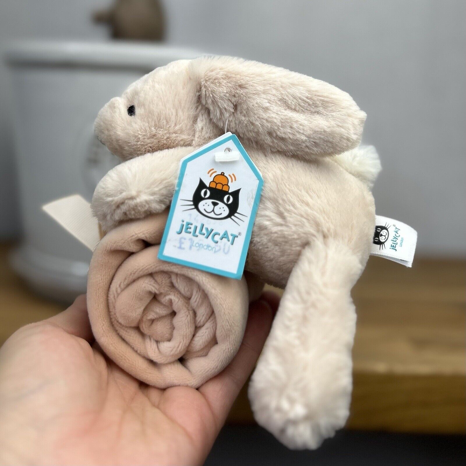 Jellycat Shooshu Bunny Soother - Tiny Smudge Soother - Beige Bunny Comforter