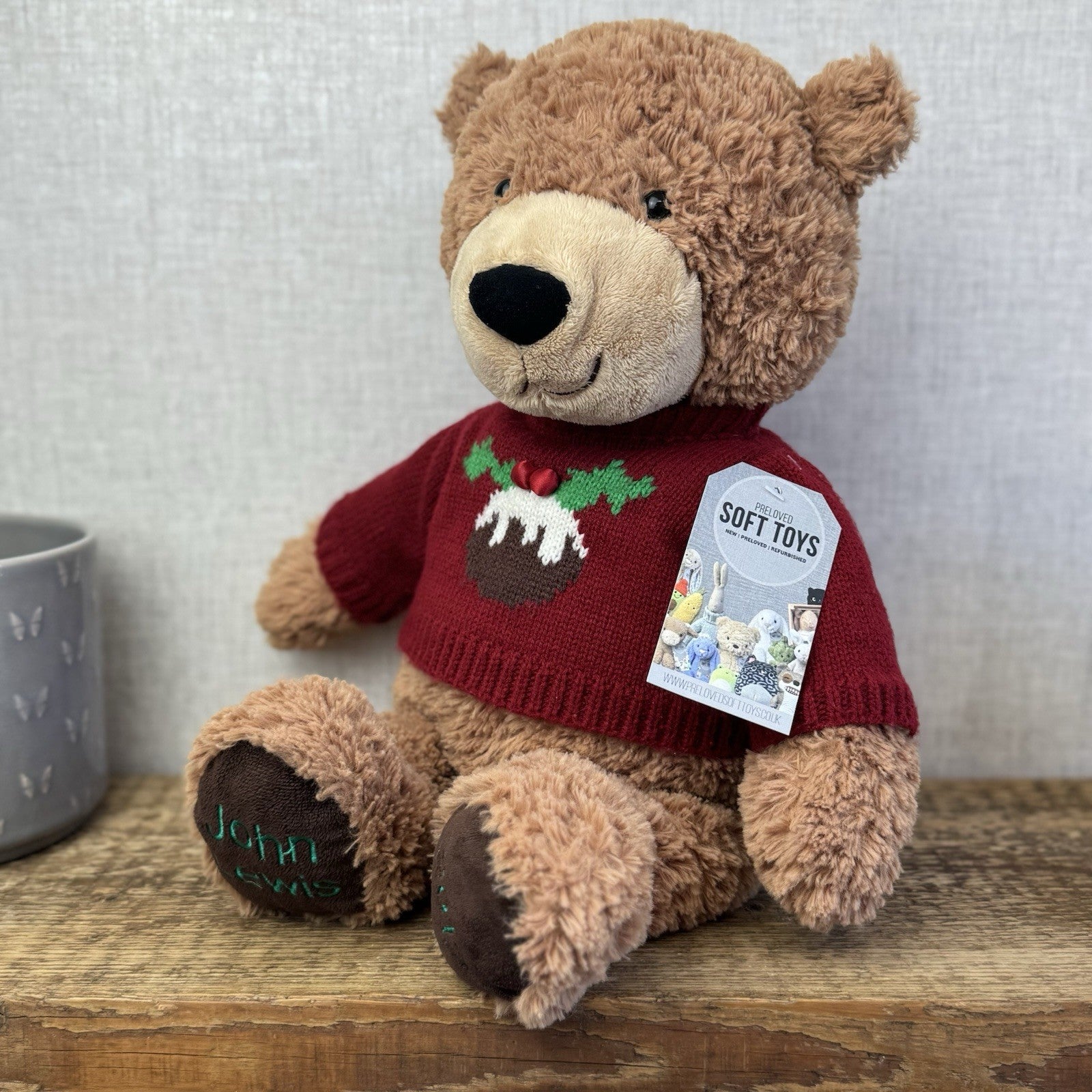 John Lewis Christmas Pudding Jumper 2017 Bear  (John Lewis Collab) Jellycat 18"