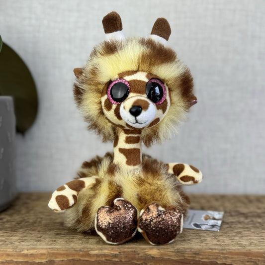 TY Beanie Boo Collectable Gertie Giraffe - Fluffy Big Eye Sparkly Giraffe NWOT