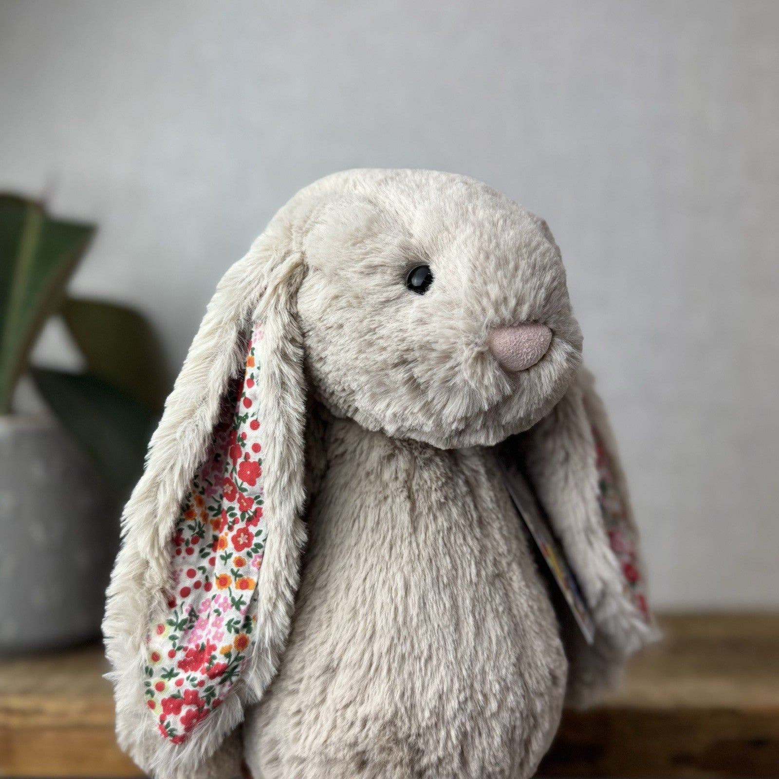 Jellycat Medium Bashful Beige Posy Blossom Bunny - Beige Bunny Floral Ears 12”