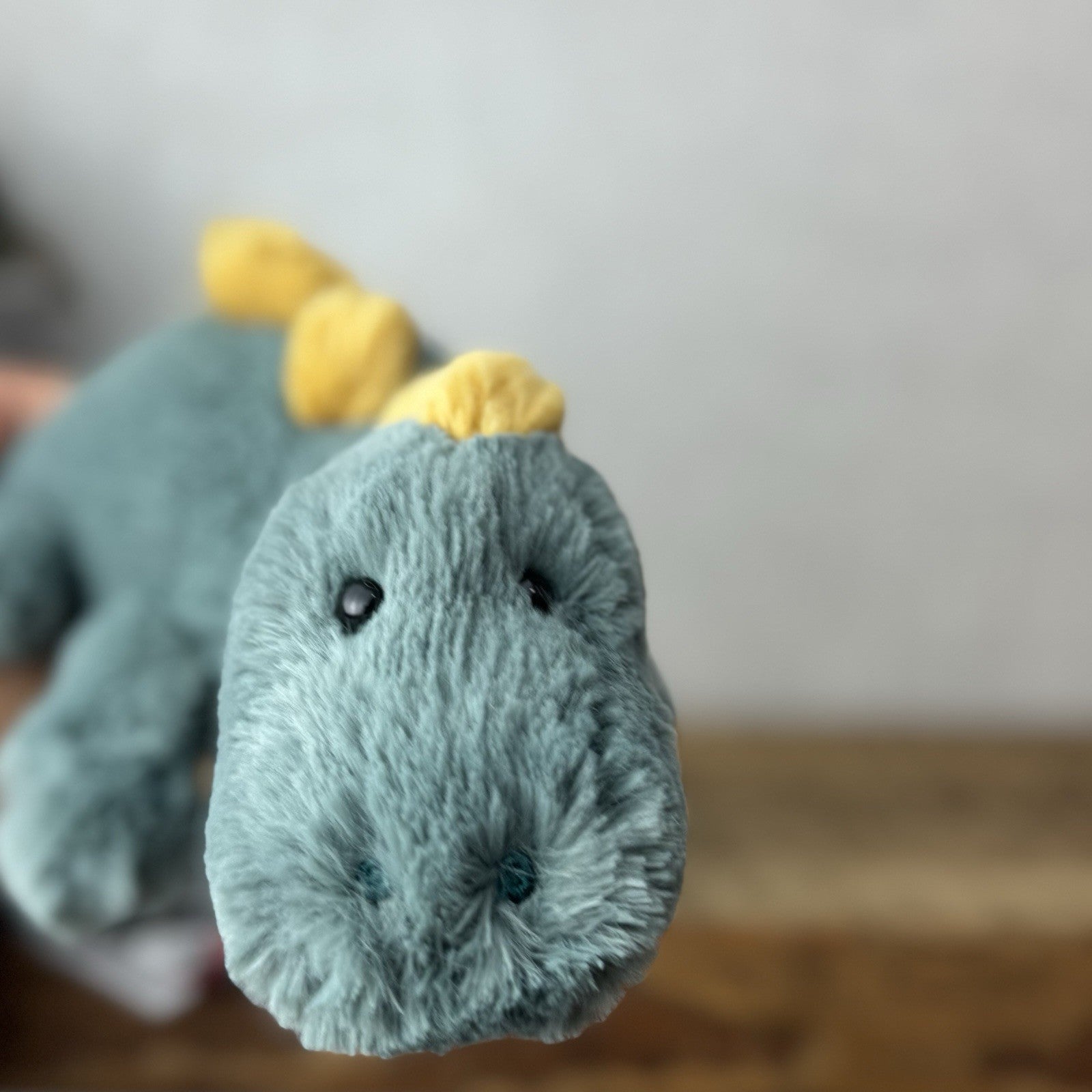 Jellycat Little Douglas Dino Dinosaur - Laying Green Dinosaur Plush Beanie 11”