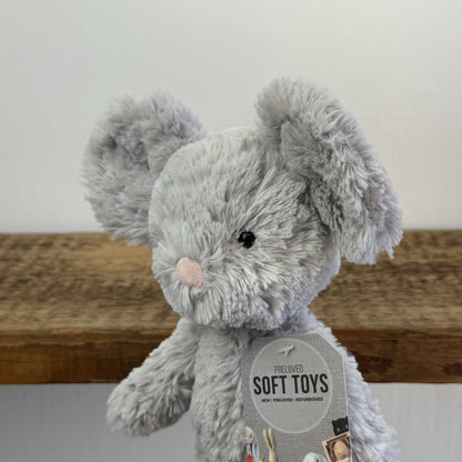 Jellycat Iggle Sguiggle Mouse - Small Grey Textured Mouse Soft Toy Retired 9”