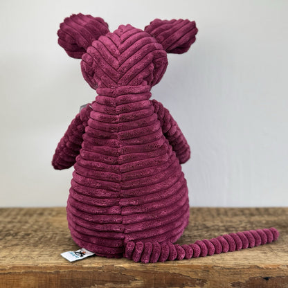 Jellycat Medium Cordy Roy Mouse - Burgundy Cord Mouse Soft Toy 16"