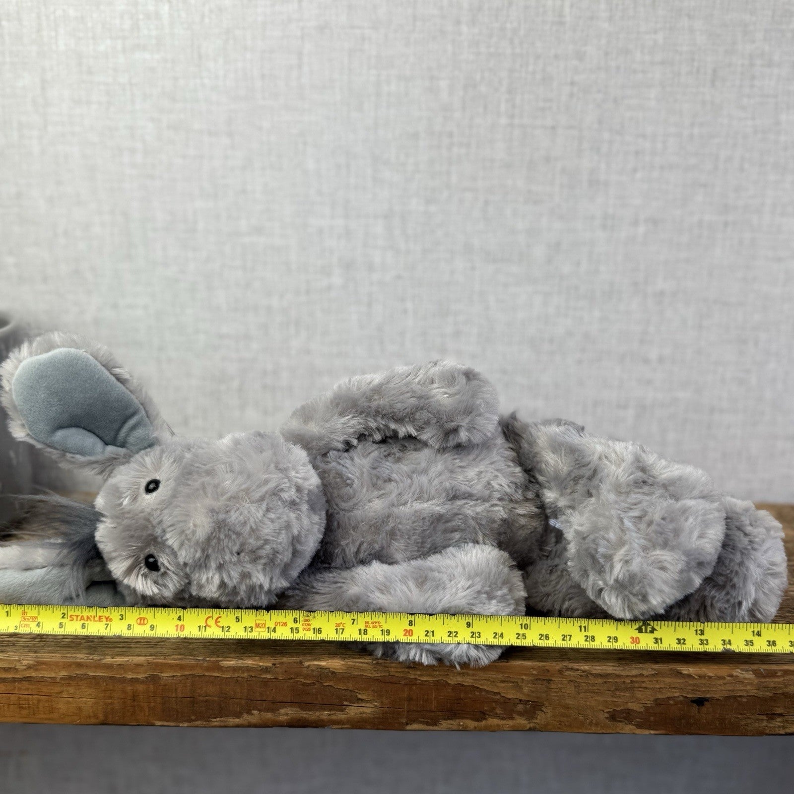 Laura Ashley Donkey Plushie Soft Toy - Textured Grey Floppy Beanie Donkey