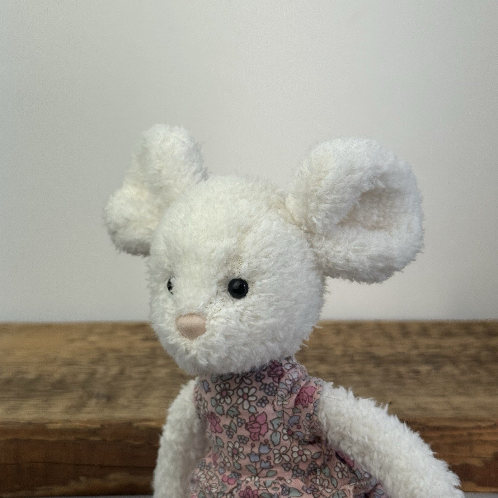 Jellycat Posy Myrtle Mouse - Rare Retired Small White Mouse Floral Dress 9"