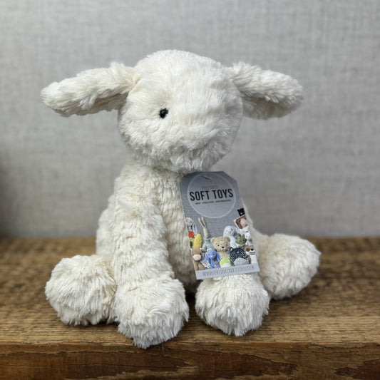 Jellycat Medium Fuddlewuddle Lamb - Old Style All Cream Textured Sitting Sheep 