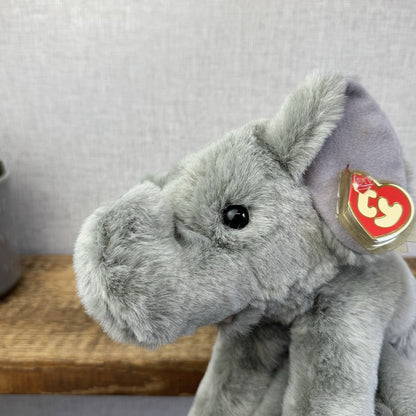 TY Classic Beanie Buddies Spout - Grey Beanbag Plush Elephant Grey 1997