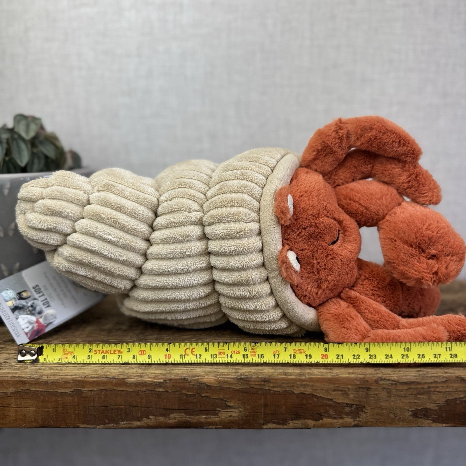 Jellycat Herman Hermit Crab - Large Crab In Shell Soft Toy Beanie Plush 12"