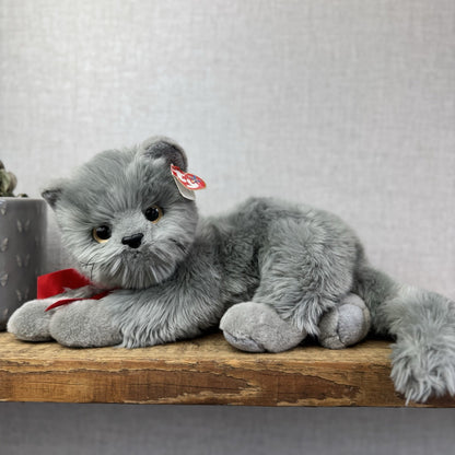 TY Beanie Buddy - BEANI Grey Fluffy Cat (Paper Tag Damaged) Amazing Rare 11"
