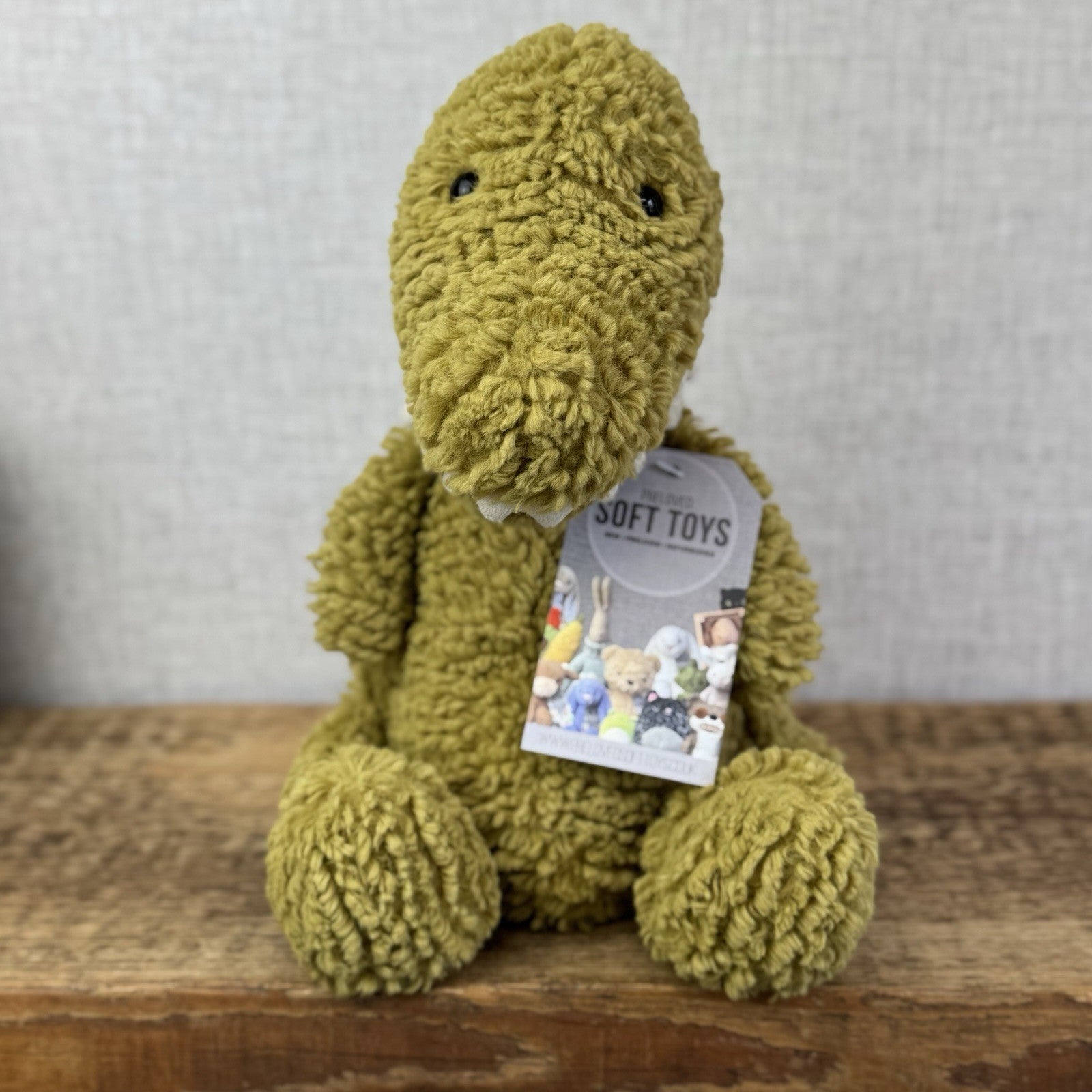 Jellycat Quangle Wangle Dinosaur - Green Textured Sitting Dinosaur Beanie 12"