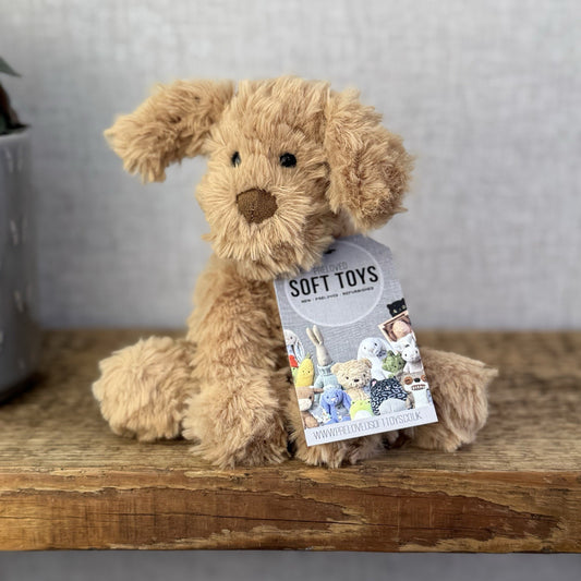 Jellycat Small Fuddlewuddle Puppy - Small Sitting Textured Honey Dog Retired 6"