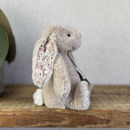 Jellycat Small Bea Beige Blossom Bashful Bunny - Floral Ears & Feet Neutral 8”