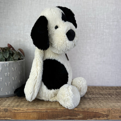 Jellycat Large Bashful Black/cream Puppy Dog - Large Dog Plush Retired Rare 16”
