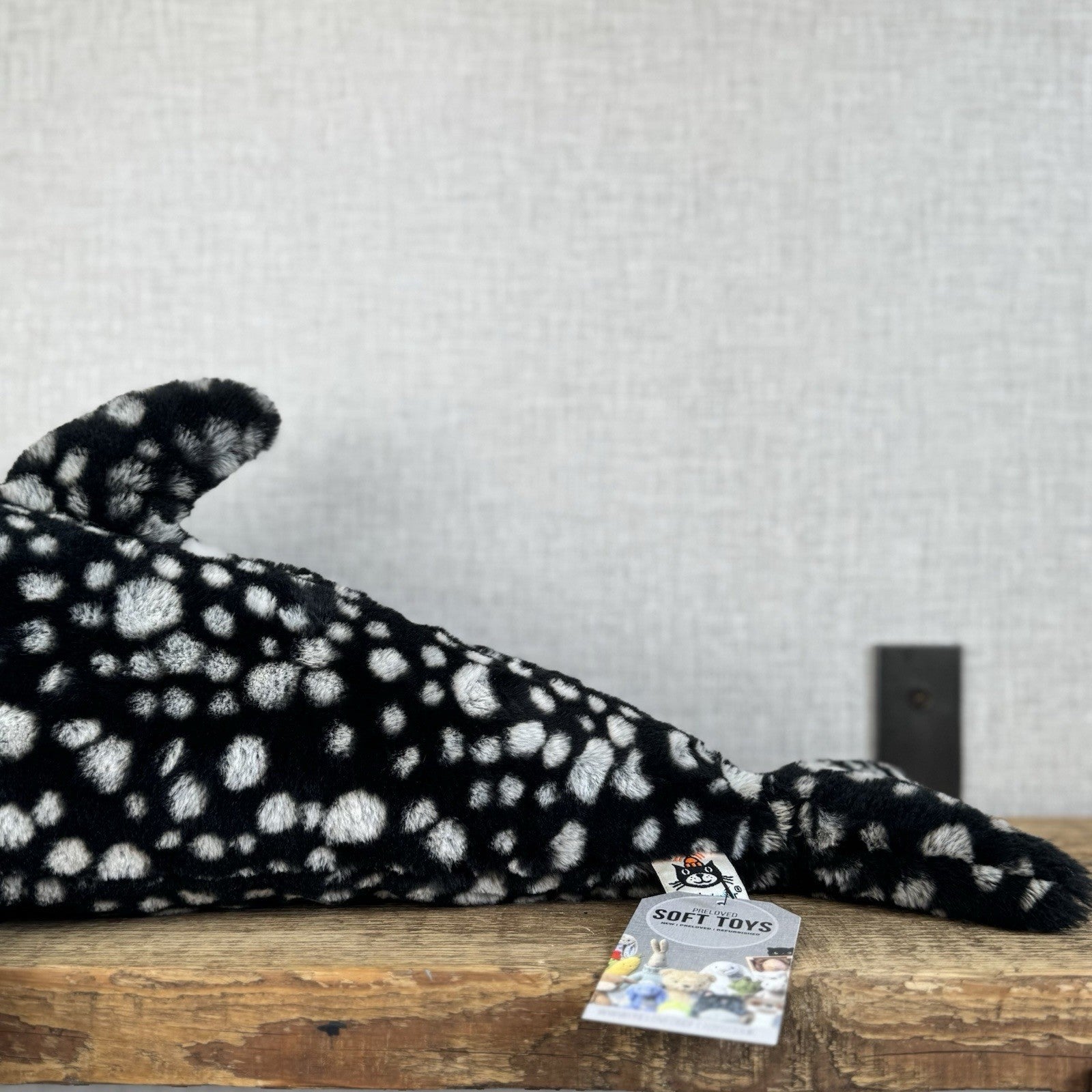 Jellycat Large Pebble Shark - Black/White Spot Large Beanie Shark 25"