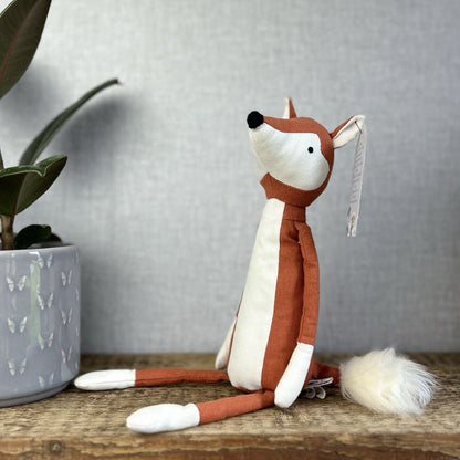 Jellycat Skandoodle Fox - Linen Fox Soft Toy Beanie Botton - Scandi Style 14"