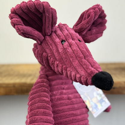 Jellycat Medium Cordy Roy Mouse - Burgundy Cord Mouse Soft Toy 16"