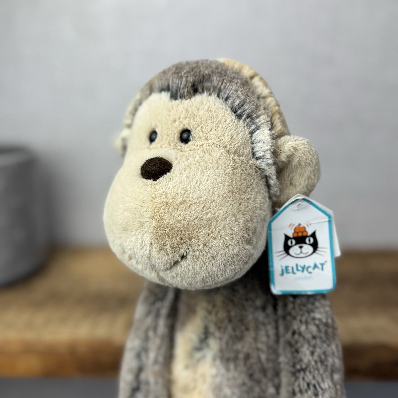 Jellycat Medium Mattie Monkey - Woodland Grey/Brown Mix Monkey With Tags 16"