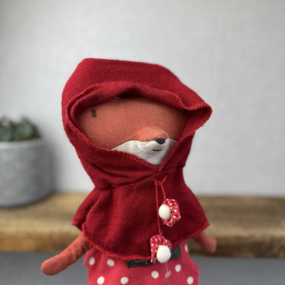 Maileg Red Riding Hood Fox - Retired Fox Plush With Hood Fairy Tale Soft Toy 