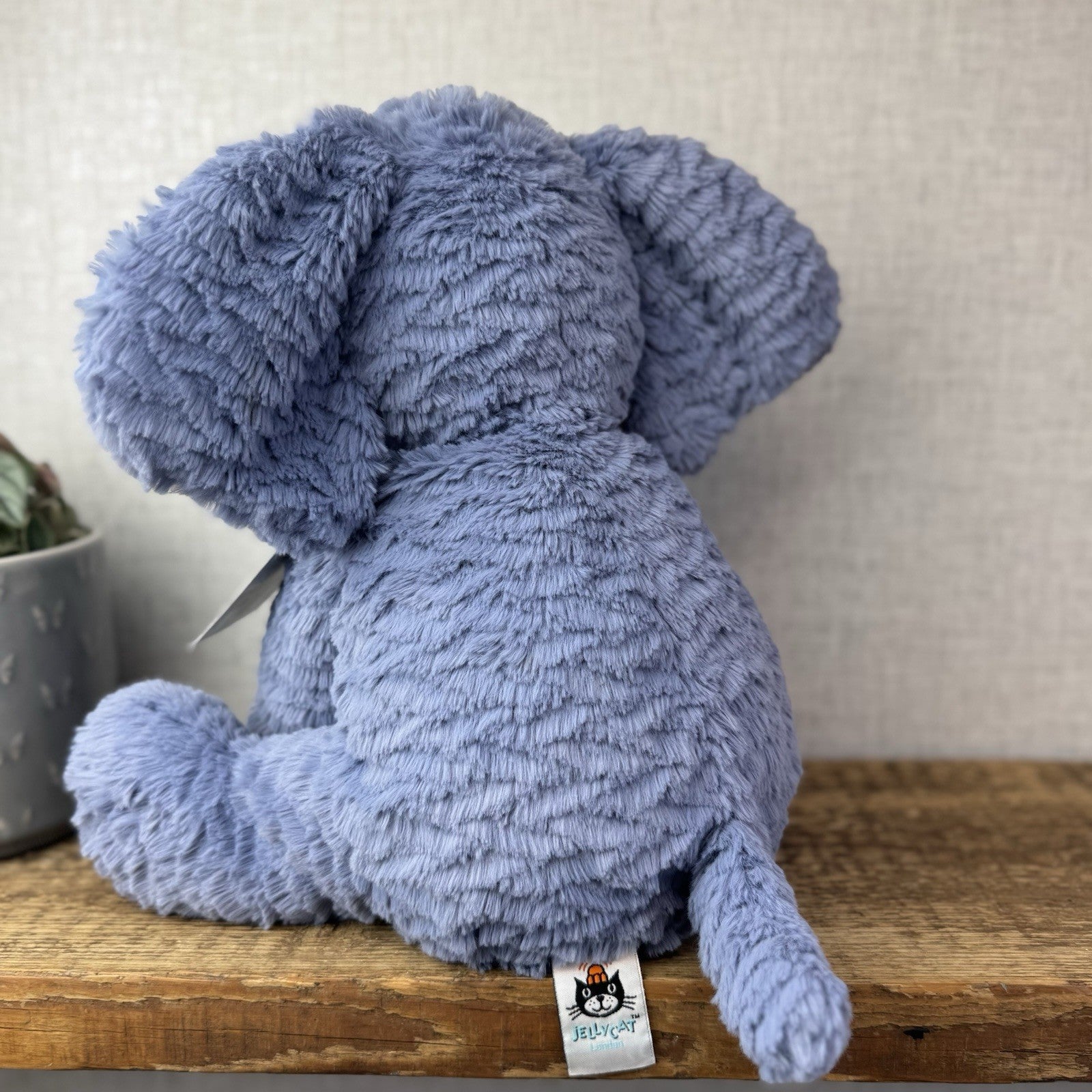 Jellycat Large Fuddlewuddle Elephant Blue - Blue Sitting Elephant Retired 12"