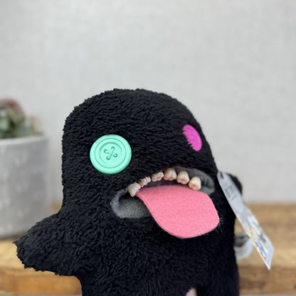 Fuggler Oogah Boogah Black Fleecy Fuggler - Button Eyes Tongue Out Funny Monster