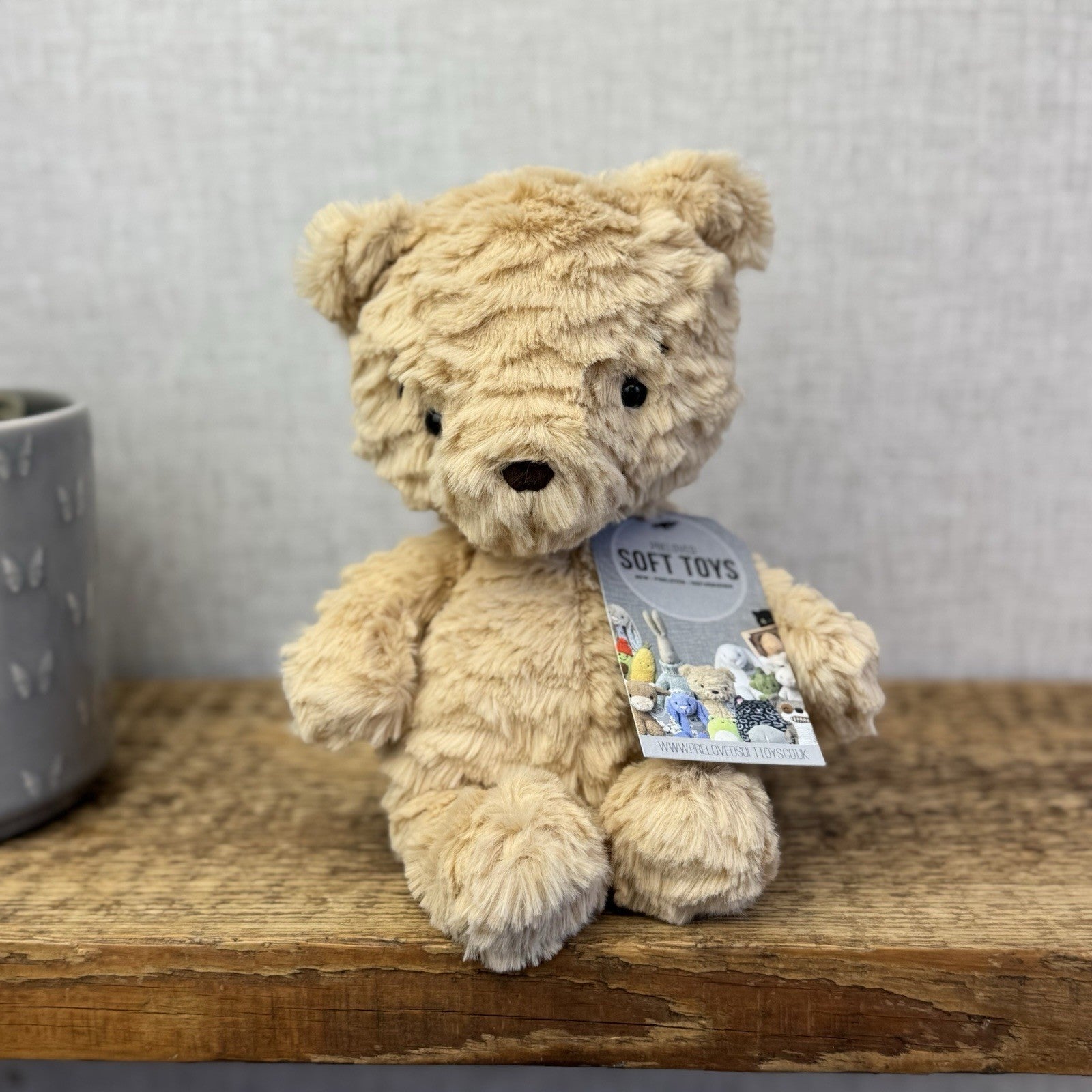 Jellycat Squishu Bear - Small Honey Colour Textured Bear Beanie Retired 10"