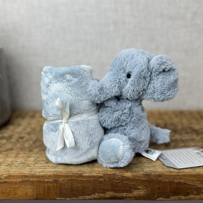 Jellycat Snugglet Elephant Soother - Baby Soft Blue Elephant Comforter Blanket