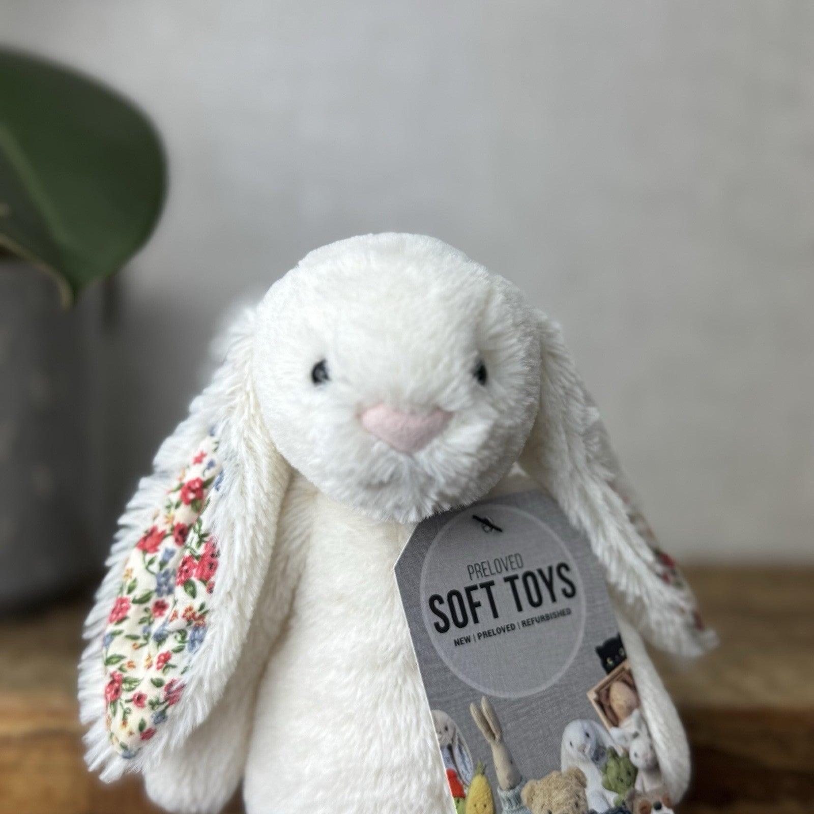 Jellycat Small Bashful Cream Blossom - Cream Bunny Floral Ears & Feet 8” (#2)