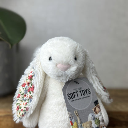 Jellycat Small Bashful Cream Blossom - Cream Bunny Floral Ears & Feet 8” (#2)