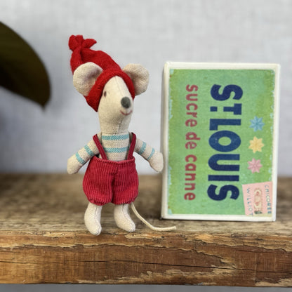 Maileg Little Brother Christmas Mouse 2012 Retired Little Mouse Louis Matchbox
