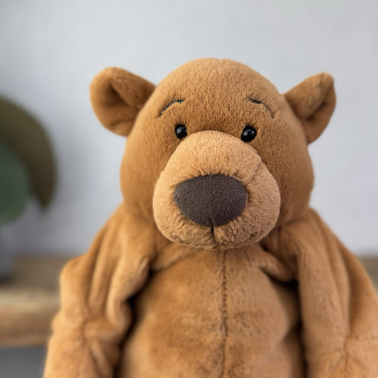 Jellycat Rumpletum Bear - Brown Suede Bear Soft Toy Beanie Retired Medium 14"