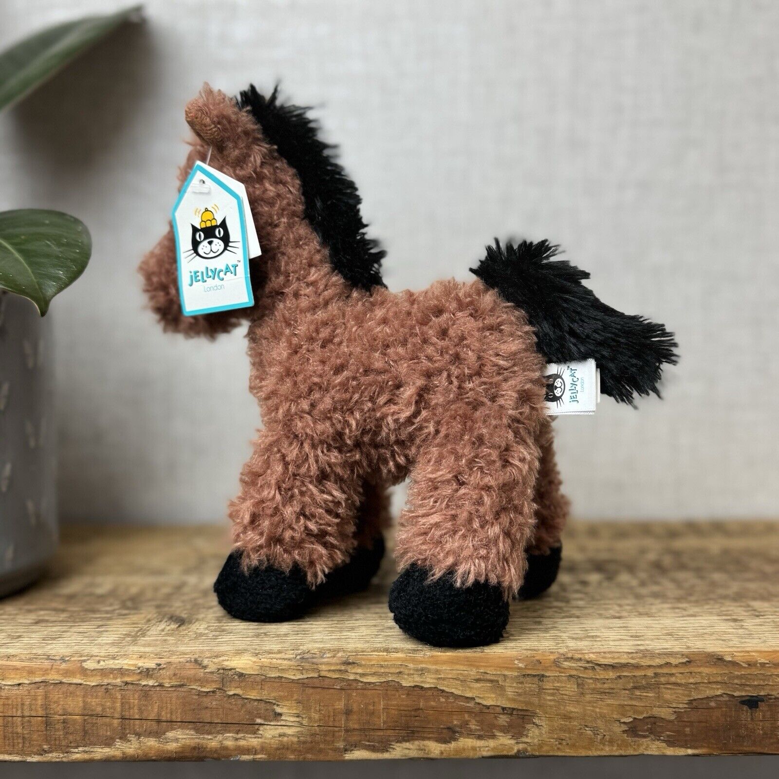 Jellycat Small Caffuffle Pony - Small Curly Hair Horse Brown Retired Rare New 7"
