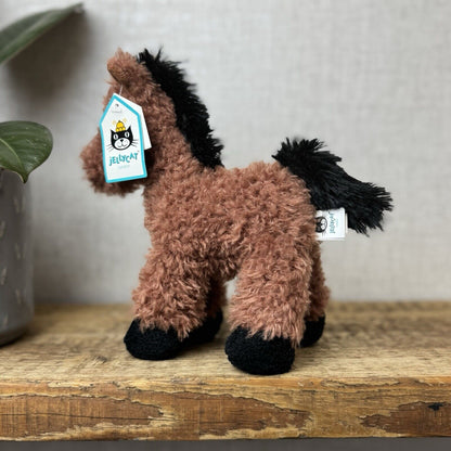 Jellycat Small Caffuffle Pony - Small Curly Hair Horse Brown Retired Rare New 7"