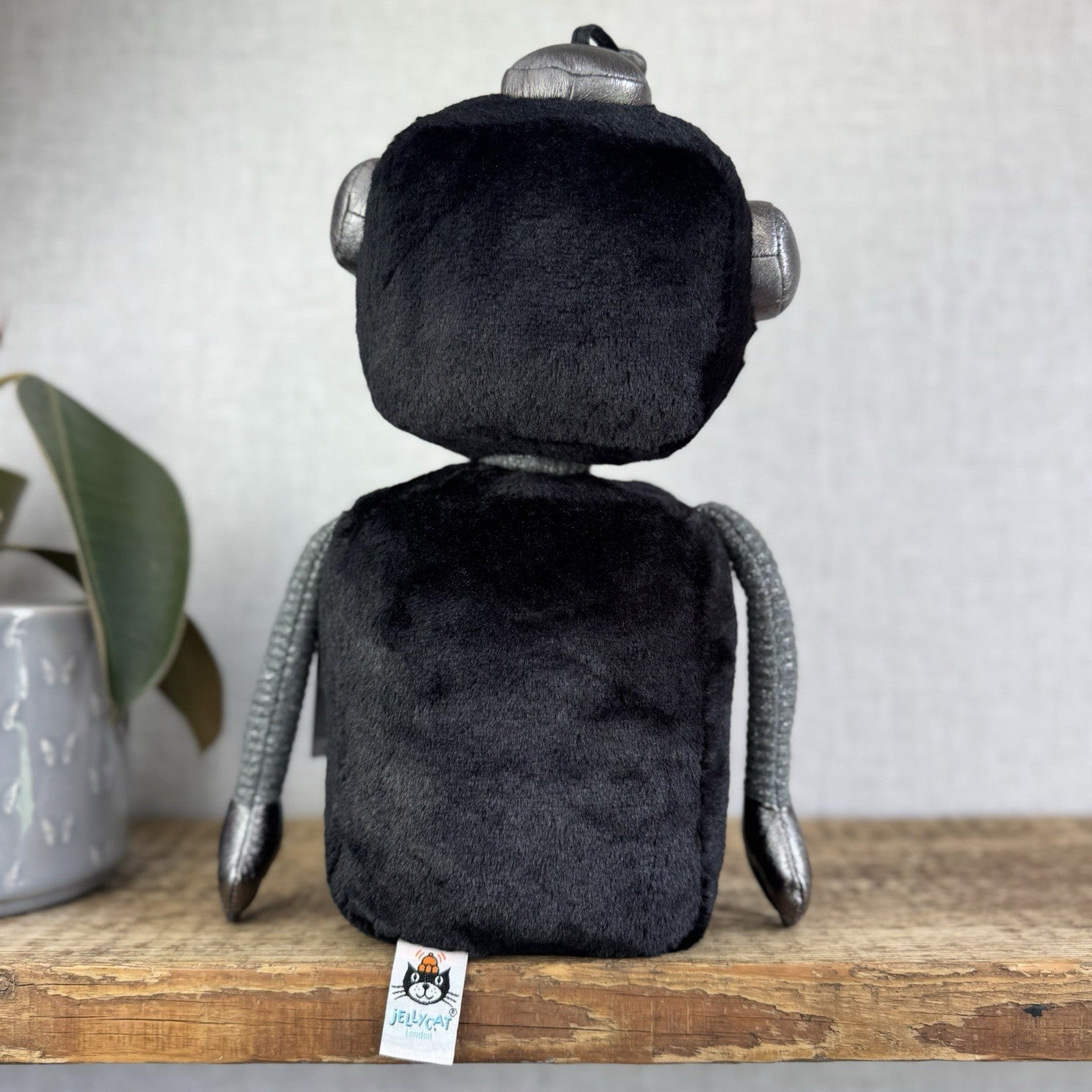 Jellycat Big JellyBot - Black Robot Beanie Soft Rare & Retired Larger Size 16”