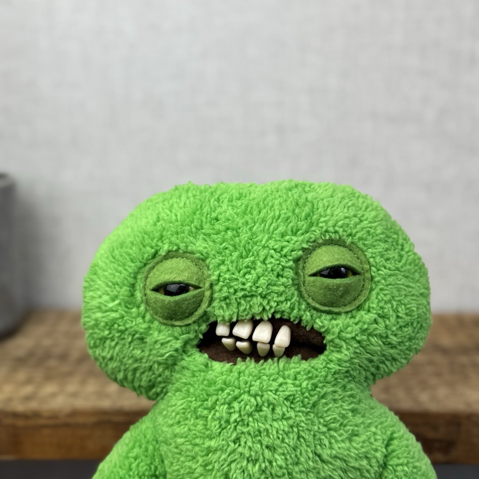 Fuggler Squidge Snuggler Bright Green Funny Ugly Monster Soft Toy Retired 