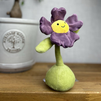 Jellycat Pansy Flowerette - Pansy Jellycat Flower - Purple Flower Soft Plush 8”