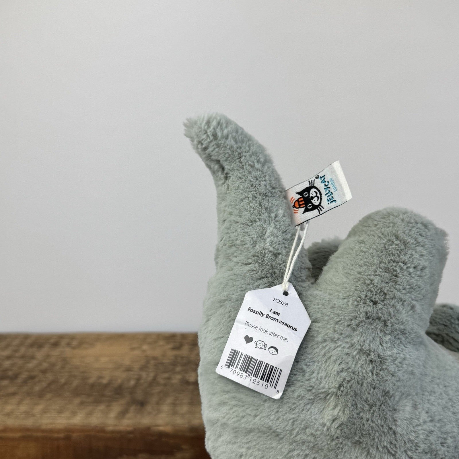 Jellycat Medium Fossily Brontosaurus Soft Toy - Green Dinosaur