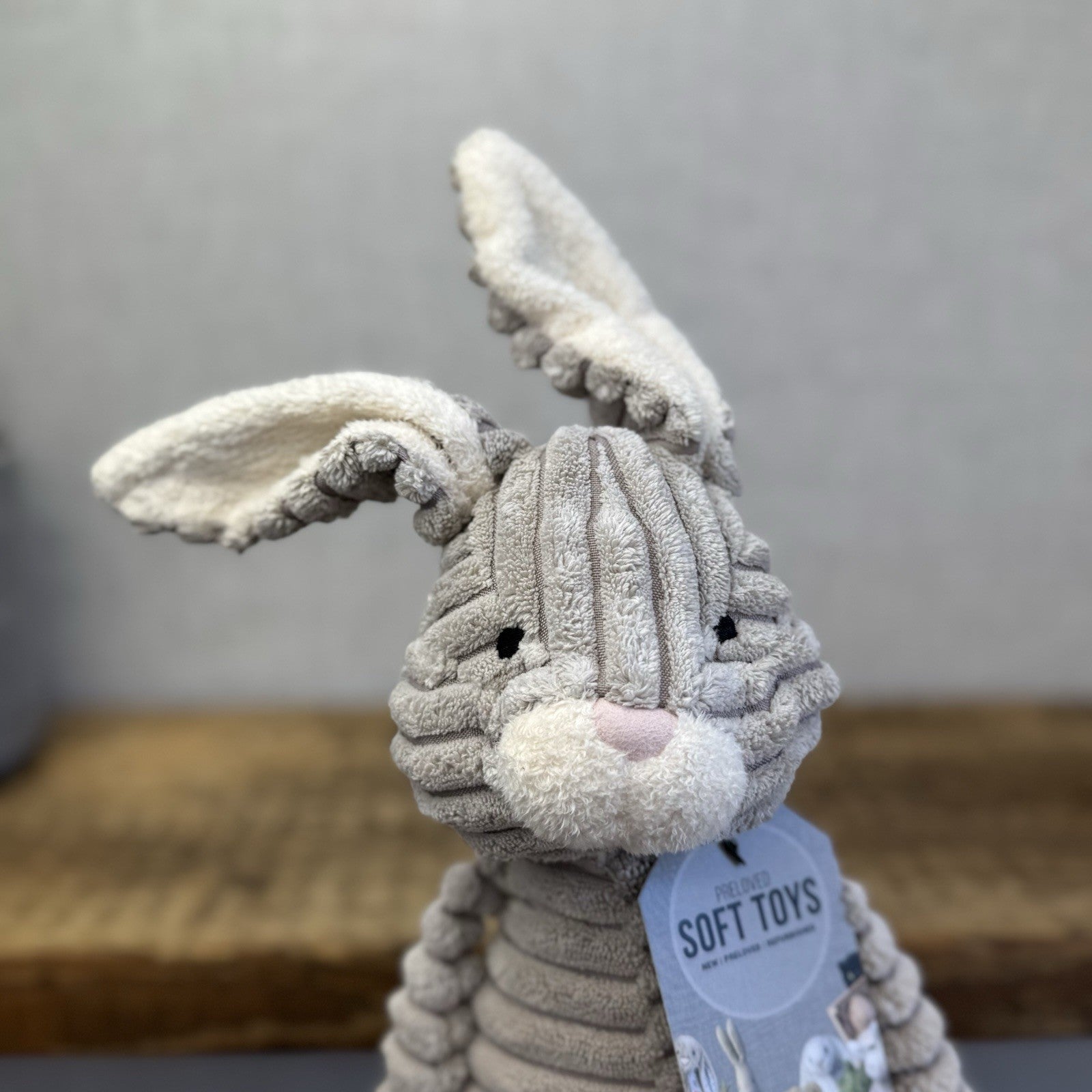 Jellycat Baby Cordy Roy Rabbit Hare - Grey Corduroy Soft Toy Retired Rare 12"