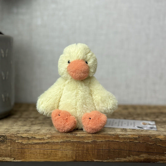 Jellycat Tiny Bashful Duckling - Tiny Yellow & Orange Duck Beanie Retired 5”