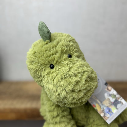 Jellycat Medium Fuddlewuddle Dinosaur - Green Sitting Textured Dinosaur Soft Toy