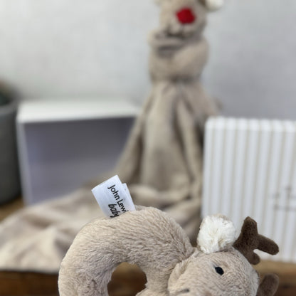 John Lewis X Jellycat Baby Gift Box Set Reindeer Christmas Soother & Rattle Ring