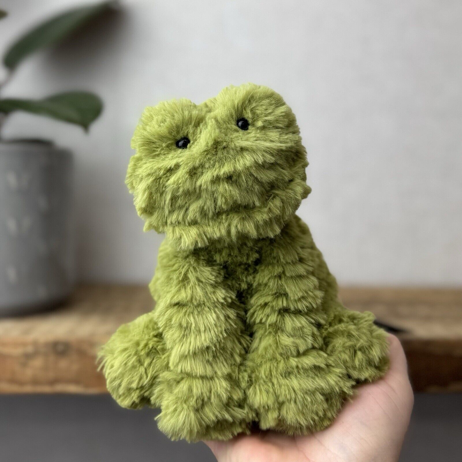 Jellycat Small Fuddlewuddle Frog - Small Green Textured Frog Beanie Retired 6”