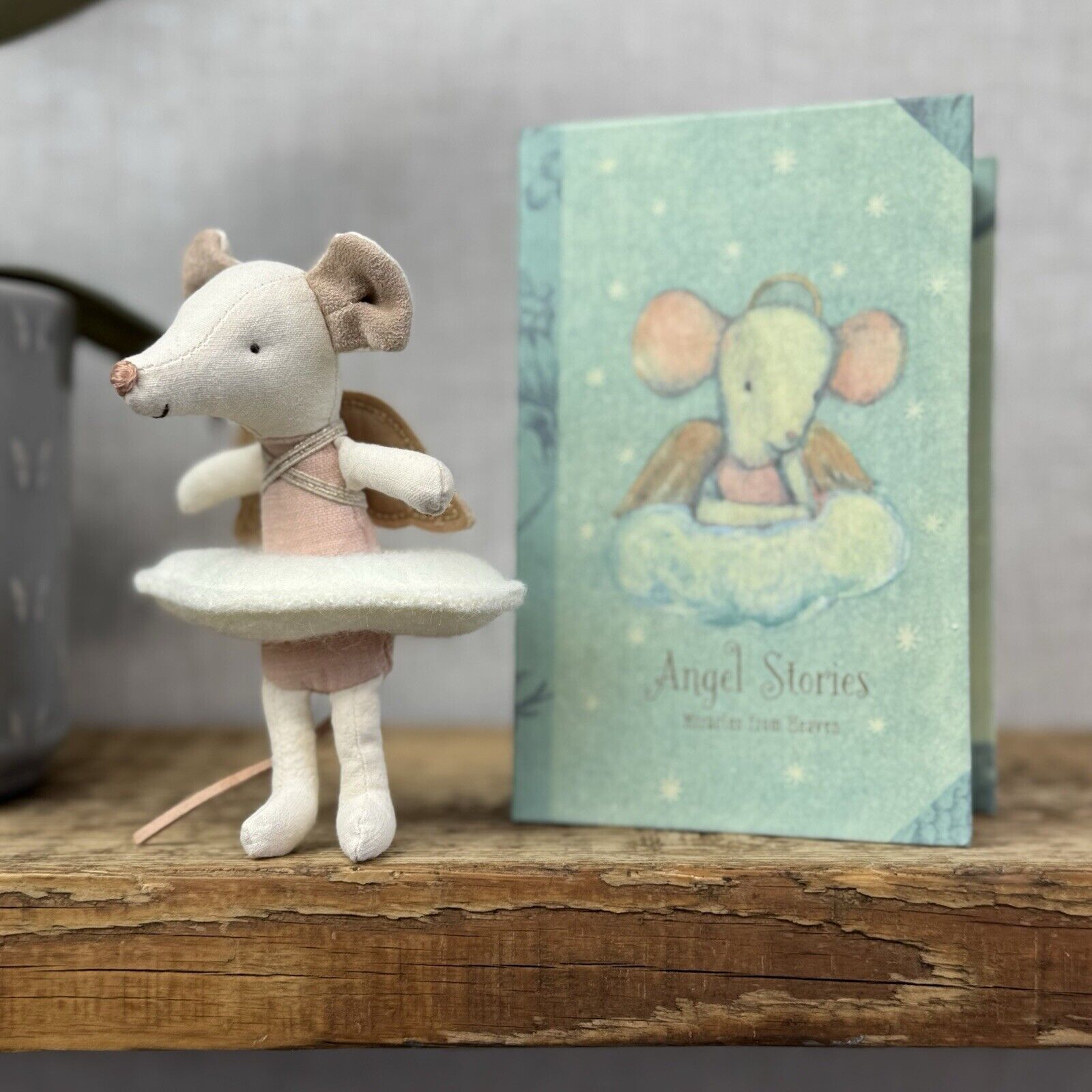 Maileg Angel Mouse, Big Sister In Book - New Without Tags Retired 2020