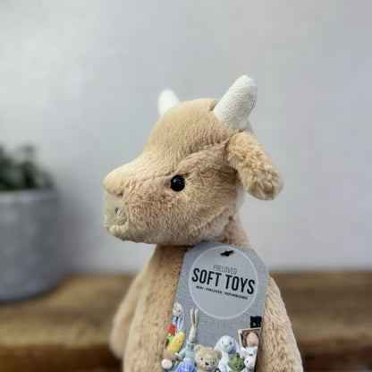 Jellycat Bashful Cow - Tan Golden Brown Cow Medium Soft Toy Retired 12"