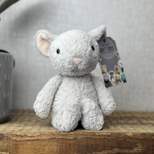 Jellycat Tumbletuft Mouse - Small Textured Light Grey Mouse Beanie Retired 8"