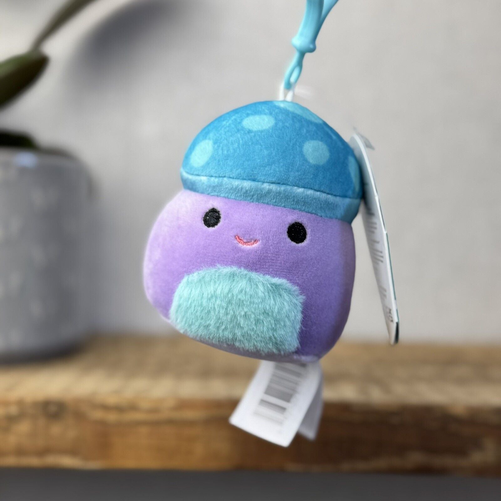 Squishmallow Pyle Clip - Mushroom Squishmallow Clip Keyring Collectible New Tags